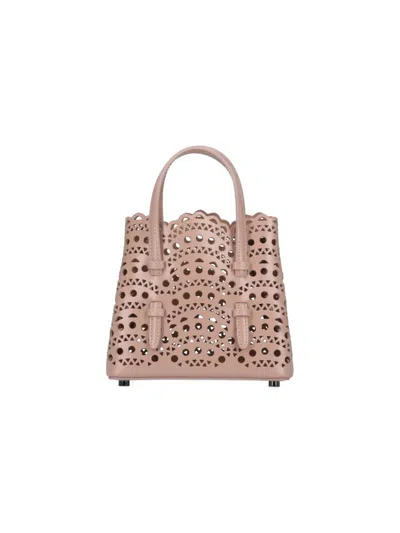 Alaïa Mina Mini Cutout Top Handle Bag In Neutrals