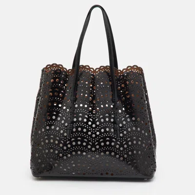 Pre-owned Alaïa Mina Vienne Perforated Black Leather Tote