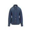 Alaïa Mineral Blue Cotton Curved Shirt With Pointed Collar In Blue