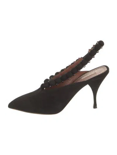 Pre-owned Alaïa Mini Bombe Suede Slingback Pumps In Black