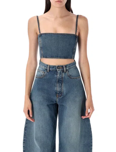 Alaïa Alaia Mini Cotton Strap Bustier Top - Size 36 In Blue