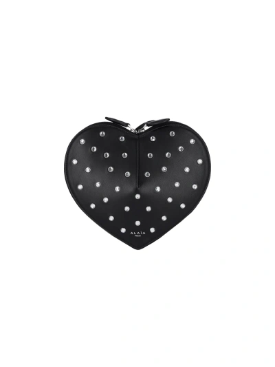 Alaïa Mini Crystal Bag "coeur" In Black  