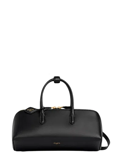 Alaïa Alaia Mini Delta Leather Handbag With Double Zip Closure In Black