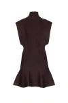 Alaïa Short Aubergine Silk Knit Dress In Brown