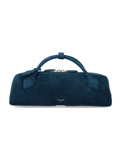 Alaïa Alaia Mini Handheld Pochette With Double Zip Closure In Blue