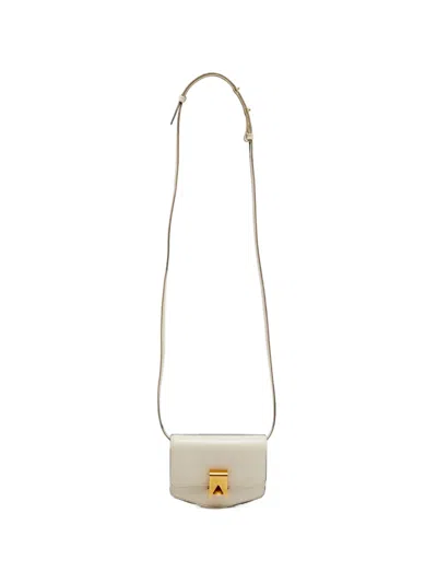 Pre-owned Alaïa Mini Le Papa Leather Crossbody Bag In White