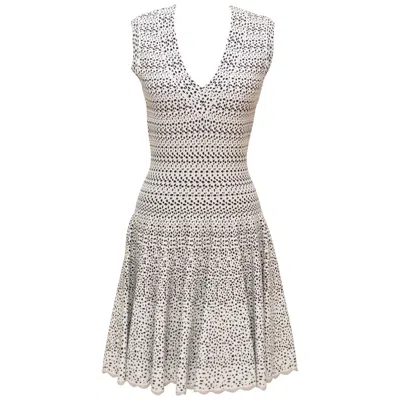 Pre-owned Alaïa Alaia Mini Leopard Print Dress Size 42 New In Gray