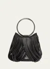 Alaïa Mini Ring Fringe Bucket Bag In Leather In 999 Noir