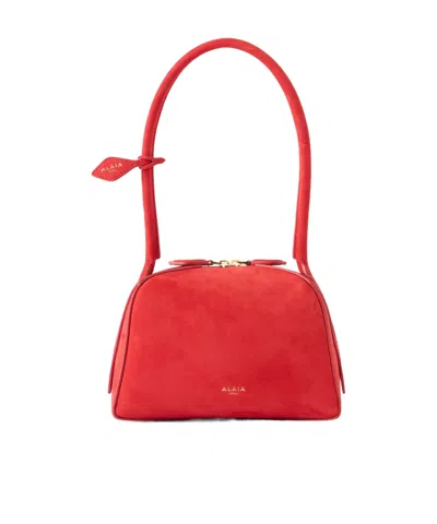 Alaïa Le Bouledogue Leather Mini Shoulder Bag In Red