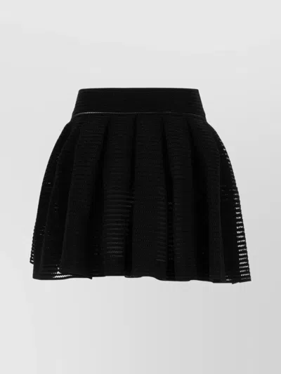 Alaïa Mini Skirt With Embroidered Viscose Blend In Black