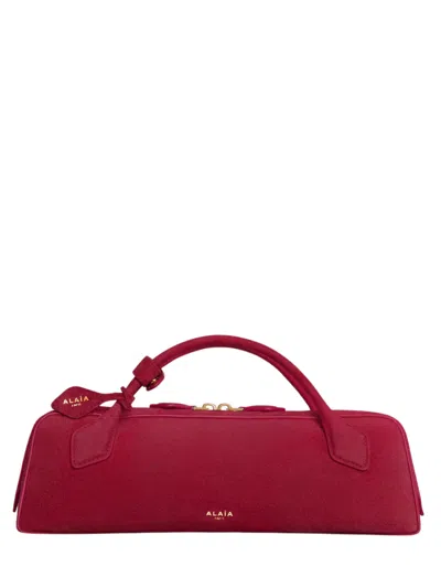 Alaïa Alaia Mini Suede Handbag With Gold Hardware - 31 X 10 X 7 Cm In Red