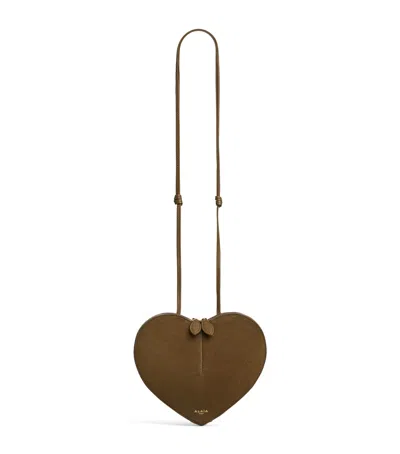 Alaïa Mini Suede Le Coeur Shoulder Bag In Brown