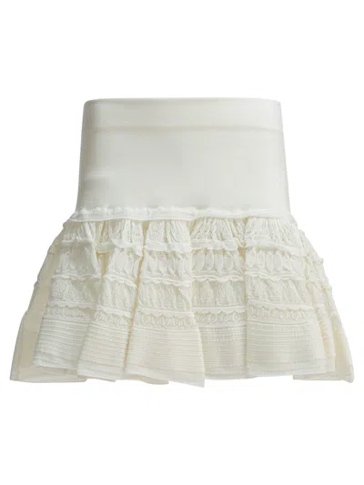 Alaïa Miniskirt With Ruffles In Green