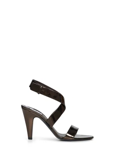 Alaïa Mirror-effect Lambskin Sandal In Brown