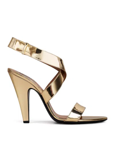 Alaïa Mirror-effect Sandals In Gold