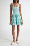 Alaïa Mixed Stitch Sleeveless Skater Dress In Menthe
