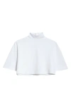 Alaïa Cropped Top Buttoned High Collar In Blanc