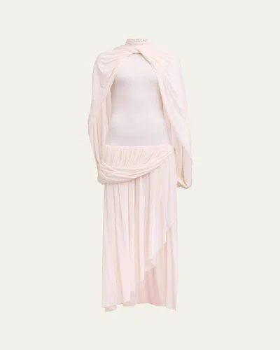 Alaïa Draped Jersey Midi Dress In Orchidee
