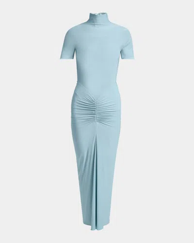 ALAÏA MOCK NECK DRAPED MIDI DRESS