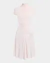 Alaïa Mock-neck Gathered Cap-sleeve Dress In Orchidee