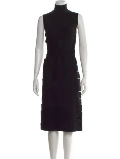 Pre-owned Alaïa Mock Neck Knee-length Dress In Black