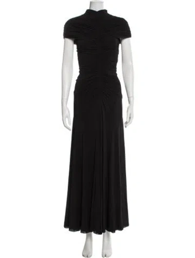 Pre-owned Alaïa Mock Neck Long Dress In Black