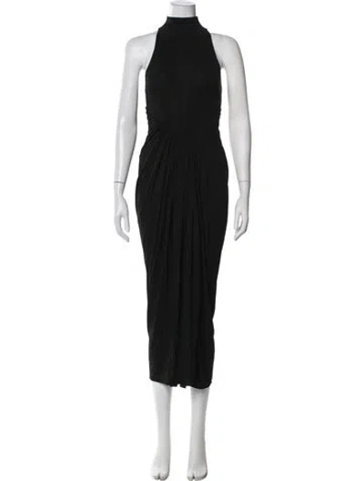 Pre-owned Alaïa Mock Neck Long Dress In Black