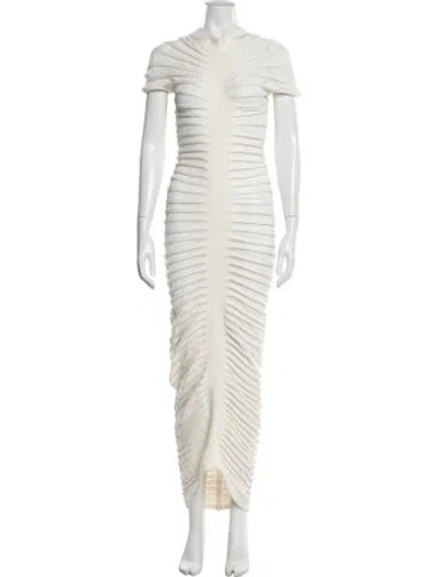 Pre-owned Alaïa Mock Neck Long Dress In Neutrals