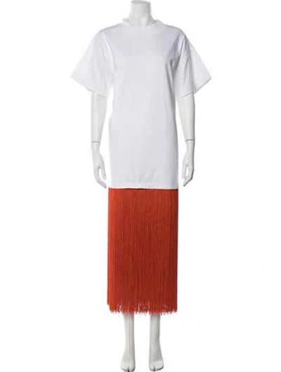 Pre-owned Alaïa Mock Neck Long Dress In Orange