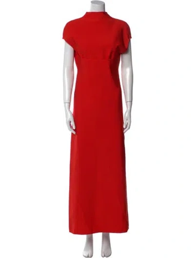 Pre-owned Alaïa Mock Neck Long Dress In Red