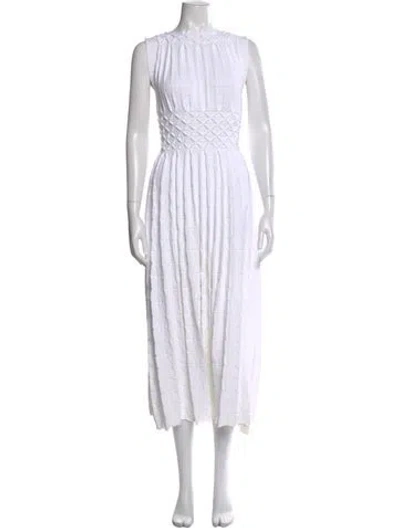 Pre-owned Alaïa Mock Neck Long Dress In White