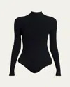 Alaïa Mock-neck Long Sleeve Bodysuit In Noir Alaia