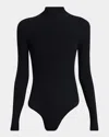 Alaïa Mock-neck Long Sleeve Bodysuit In Noir Alaia
