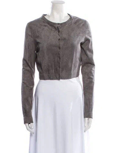 Pre-owned Alaïa Mock Neck Long Sleeve Crop Top In Neutral