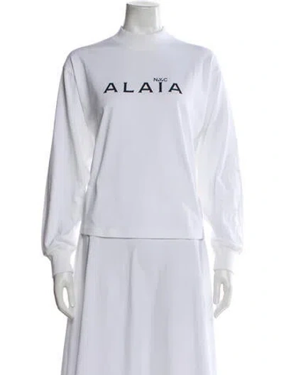 Pre-owned Alaïa Mock Neck Long Sleeve Top W/ Tags In White