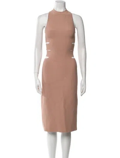 Pre-owned Alaïa Mock Neck Midi Length Dress In Neutral