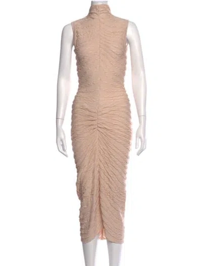 Pre-owned Alaïa Mock Neck Midi Length Dress In Pink