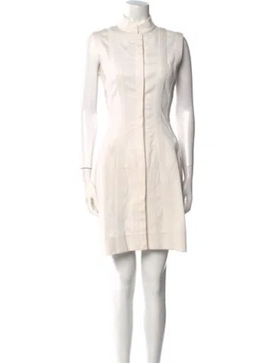 Pre-owned Alaïa Mock Neck Mini Dress In Neutral