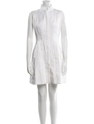 Pre-owned Alaïa Mock Neck Mini Dress In White