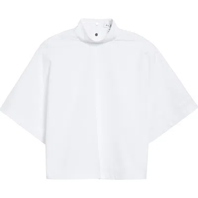 Alaïa Mock Neck Poplin Crop Top In White