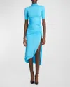 Alaïa Draped Crepe-jersey Maxi Dress In Amazonite