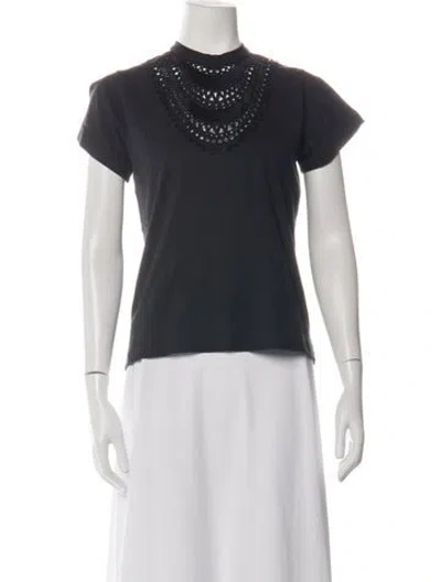 Pre-owned Alaïa Mock Neck Short Sleeve Top In Black