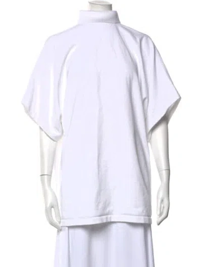 Pre-owned Alaïa Mock Neck Short Sleeve Top W/ Tags In White