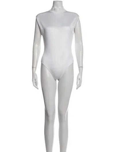 Pre-owned Alaïa Mock Neck Sleeveless Bodysuit In Neutrals