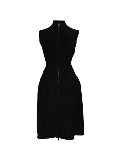 Pre-owned Alaïa Mock Neck Velvet Dress In Black