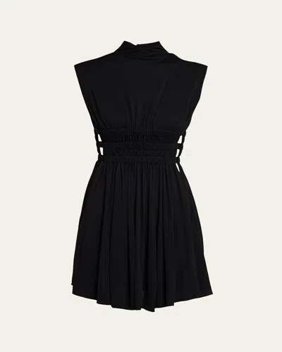 Alaïa Mock-neck Waist-cutout Jersey Backless Mini Dress In Black