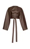 Alaïa Brown Leather Belted Top