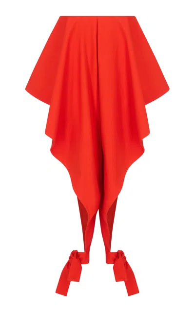 Alaïa Womens Orange Sanguine Ruffled Open-seam Cotton Trousers In Red