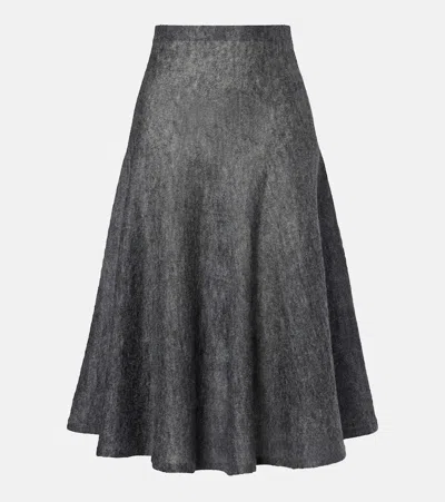 Alaïa Mohair And Wool-blend Midi Skirt In Gray