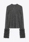 Alaïa Alaia Grey Mohair-blend Sweater With Ruffles Women In Gray